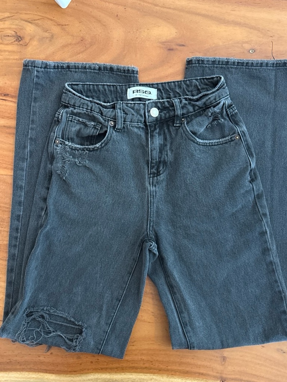 RSQ Women's Black Distressed Baggy Jeans